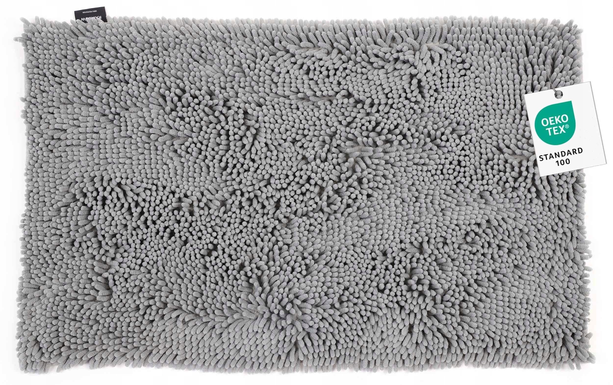 Absorbent Washable Bathroom Rug Gray Anti-Slip 50X80cm Product width 50 cm
