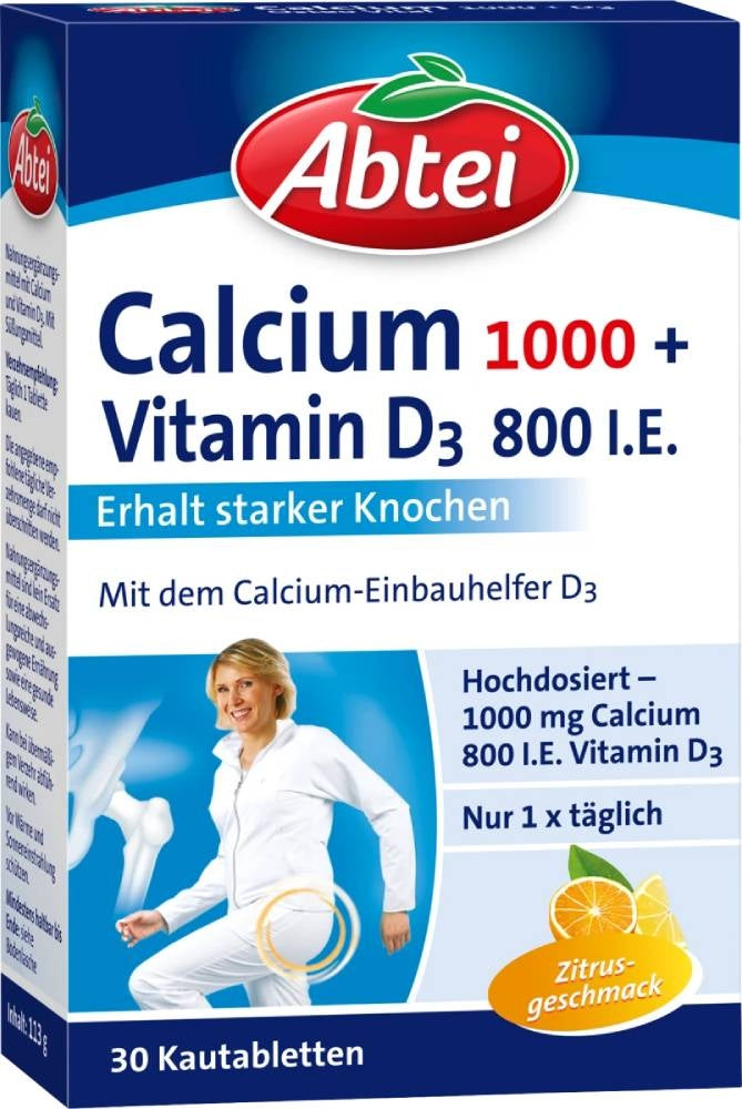 Abtei Calcium Tablets 1000 + D3 Healthy Tooth Bones after 45 Years of Life