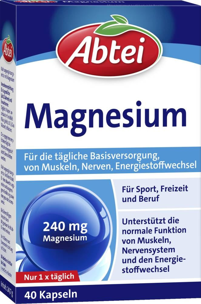 Abtei Magnesium 240mg Muscle Bone Fatigue Energy 40pcs Germany
