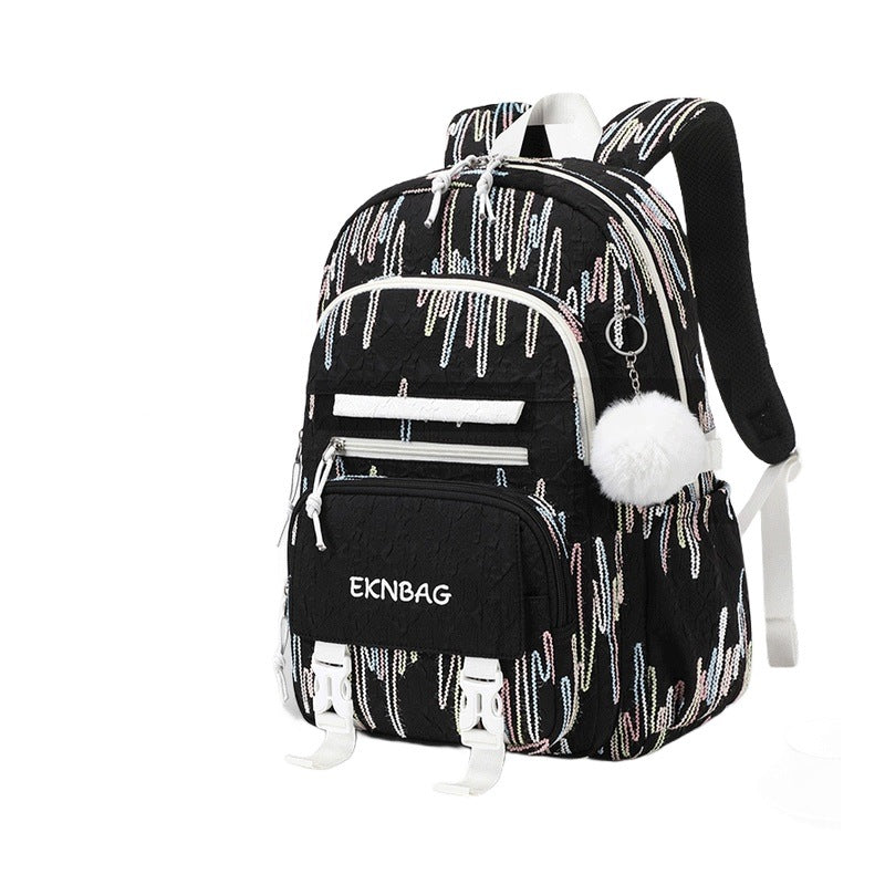 Academy Backpack For Girls 4-6 Class Large Capacity Lightweight Black With