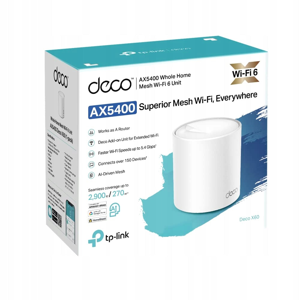 Access Point TP-Link Deco X60(1-pack) V3.20 802.11ax (Wi-Fi 6) Manufacturer TP-Link