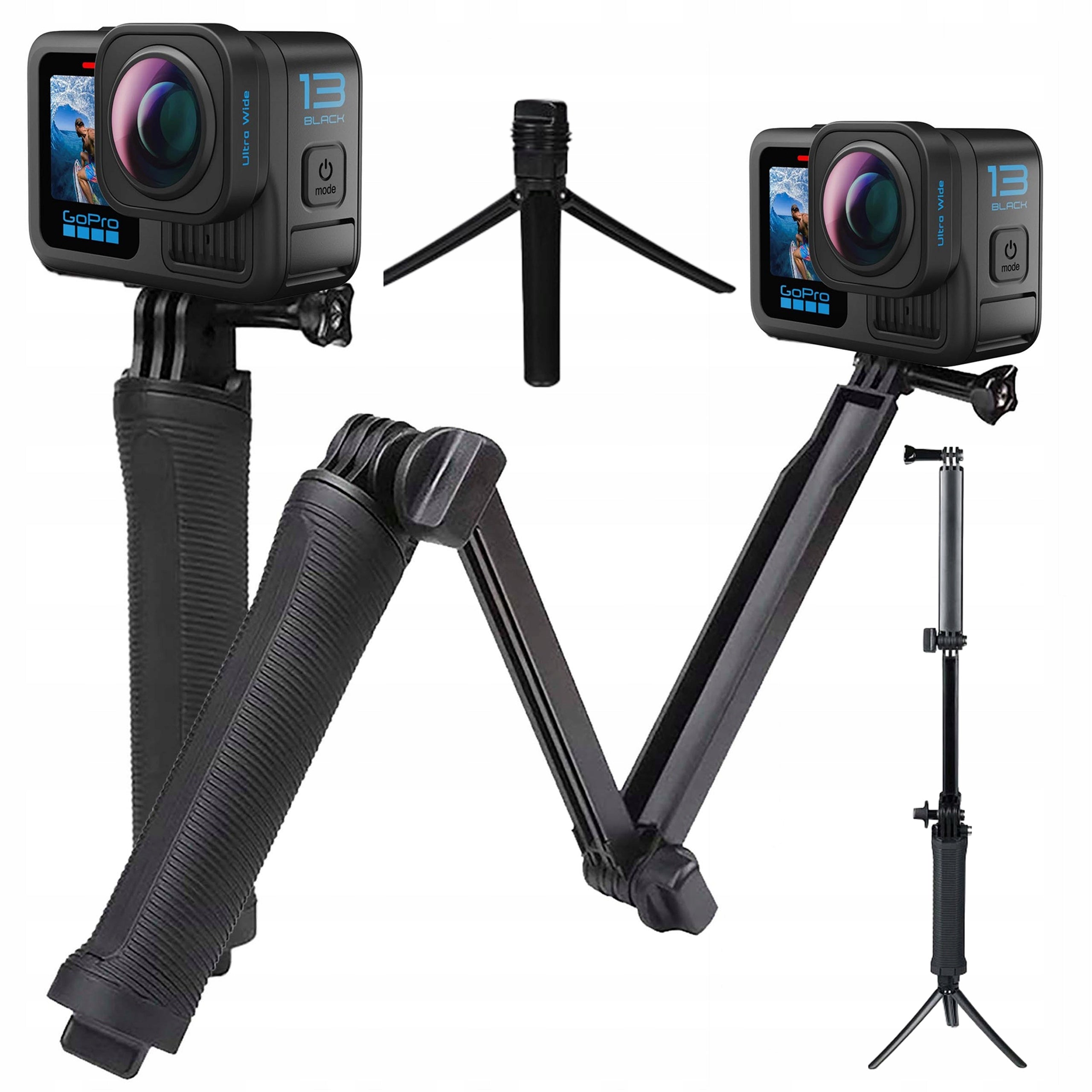 Accessories for GoPro 13 12 11 10 9 Handle Selfie Stick Holder 3WAY