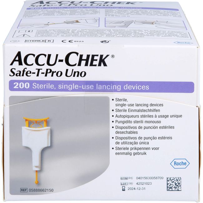 Accu-Chek Safe-T-Pro Uno 200 pcs sterile lancets, lancets Packaging status original