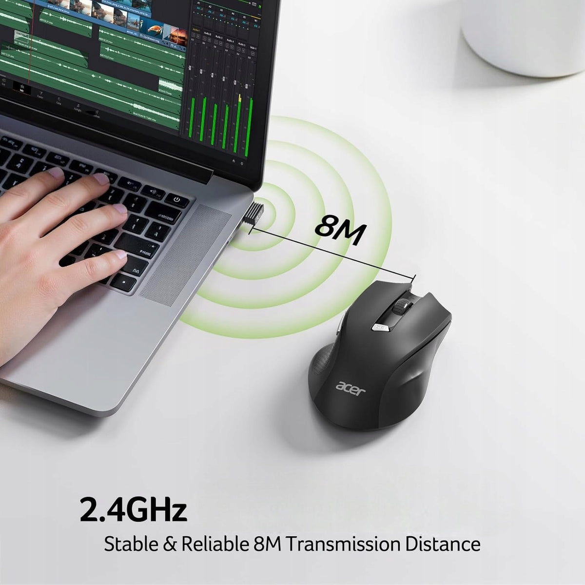 Acer Ergonomic Wireless Mouse 2.4GHz 1600 DPI 6 Buttons USB Packaging status original