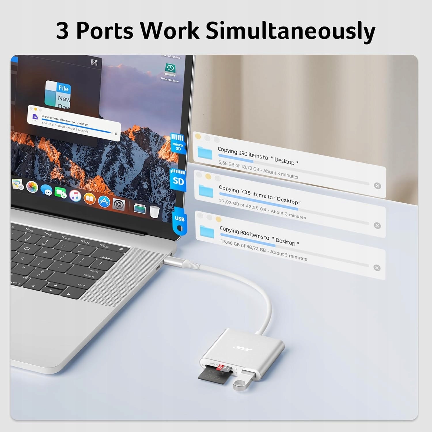 Acer ODK4H0 SD Card Reader USB-C 3in1 USB 3.0 Aluminum Manufacturer Acer