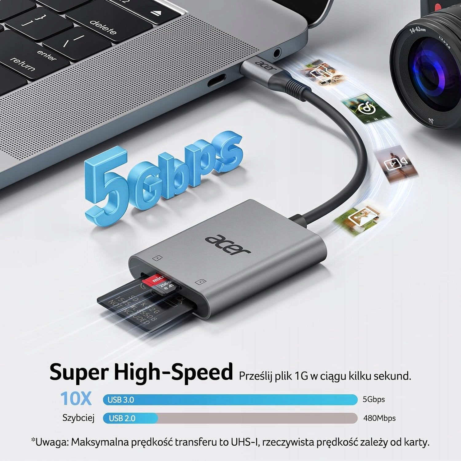 Acer USB-C SD card reader aluminum Micro SD adapter 170MB/s Manufacturer Acer