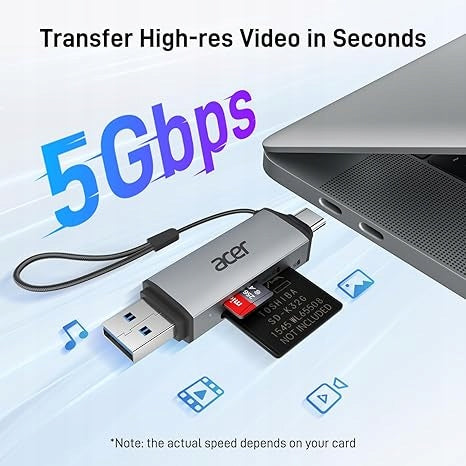 Acer USB C SD card reader, two USB 3.0 Type-C ports Packaging status original