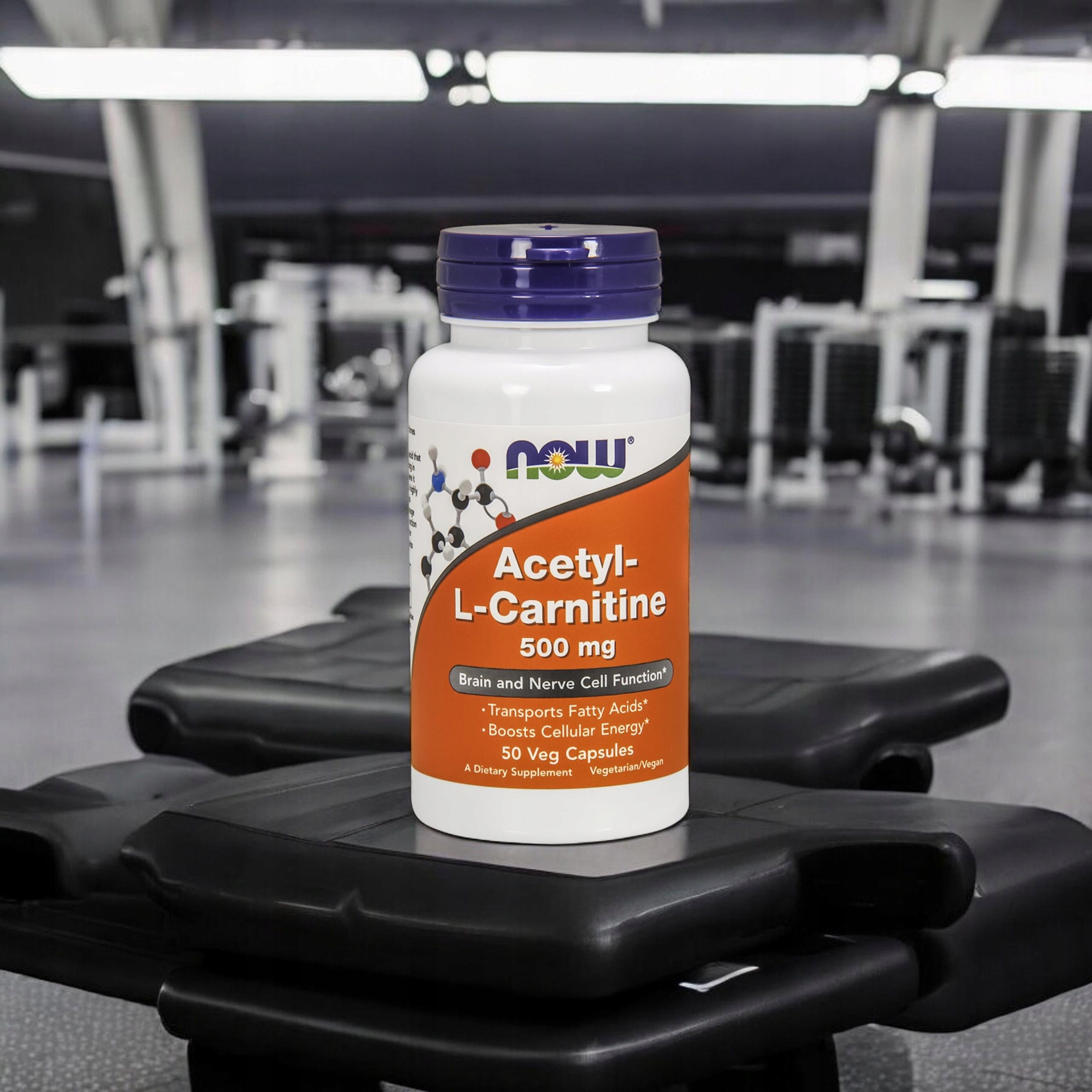 Acetyl L-Carnitine NOW FOODS 500mg 50caps Metabolism Energy Burning Packaging status original