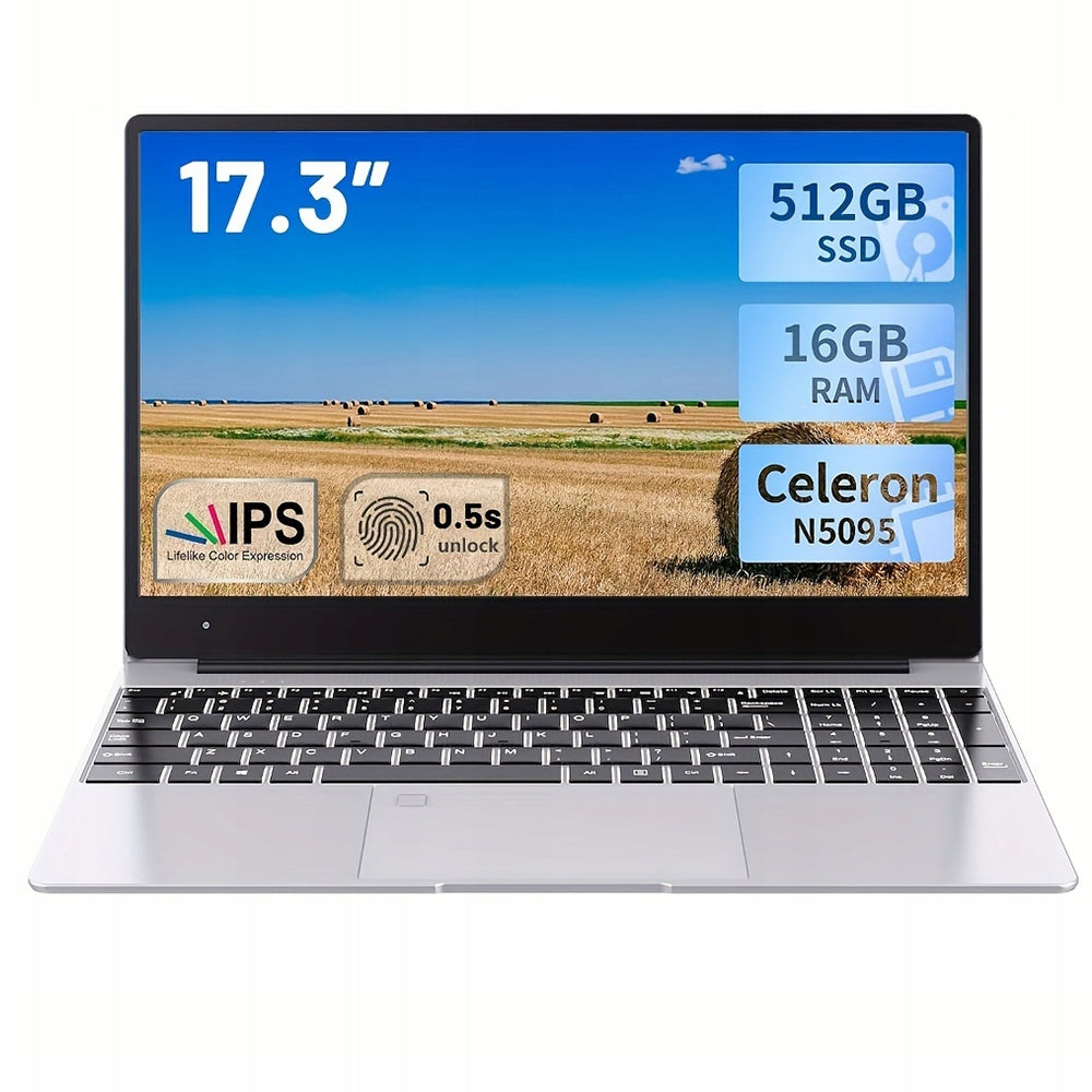 Acmine 17.3'' Laptop Intel Celeron N5095 16GB RAM 512GB SSD Computers
