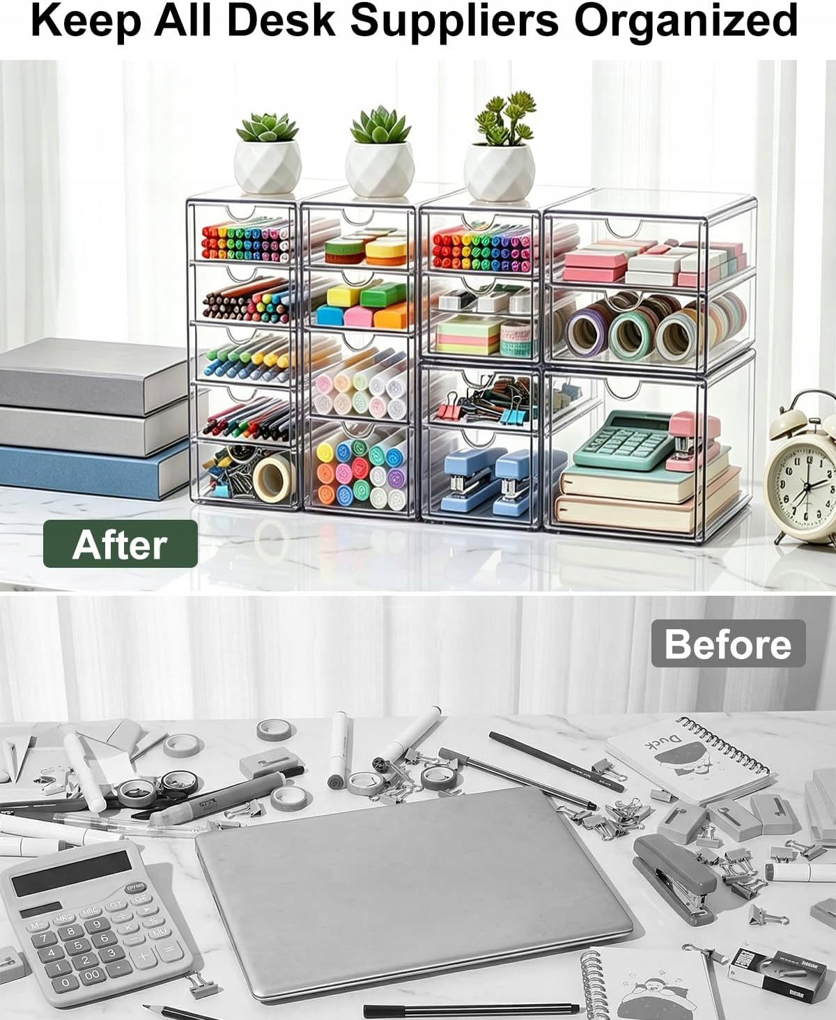 Acrylic Office Organizer – 15 Drawers, Set of 3 | Transparent Organization Brand no brand