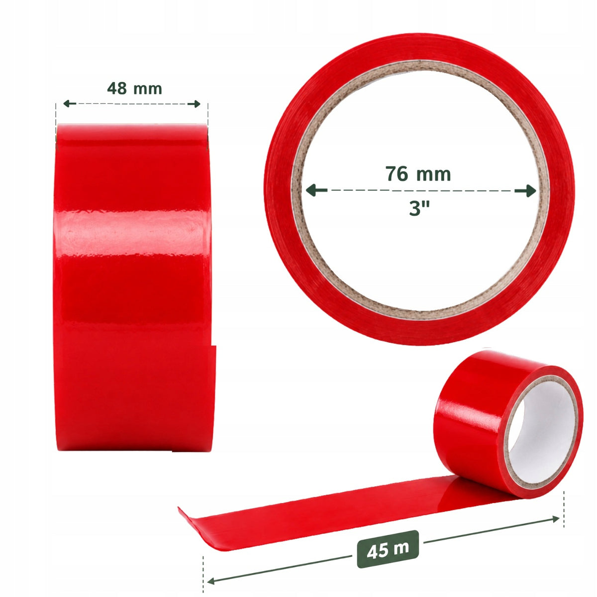 Acrylic Packing Tapes 48 mm x 45 m 72 Pieces Red Strong for Cartons Packaging status original