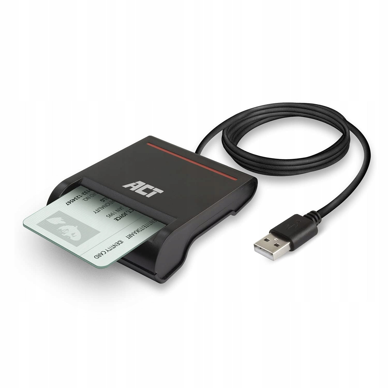 Act Belgium Usb AC6015 eID Card Reader, Chip, 1 Slot, Black