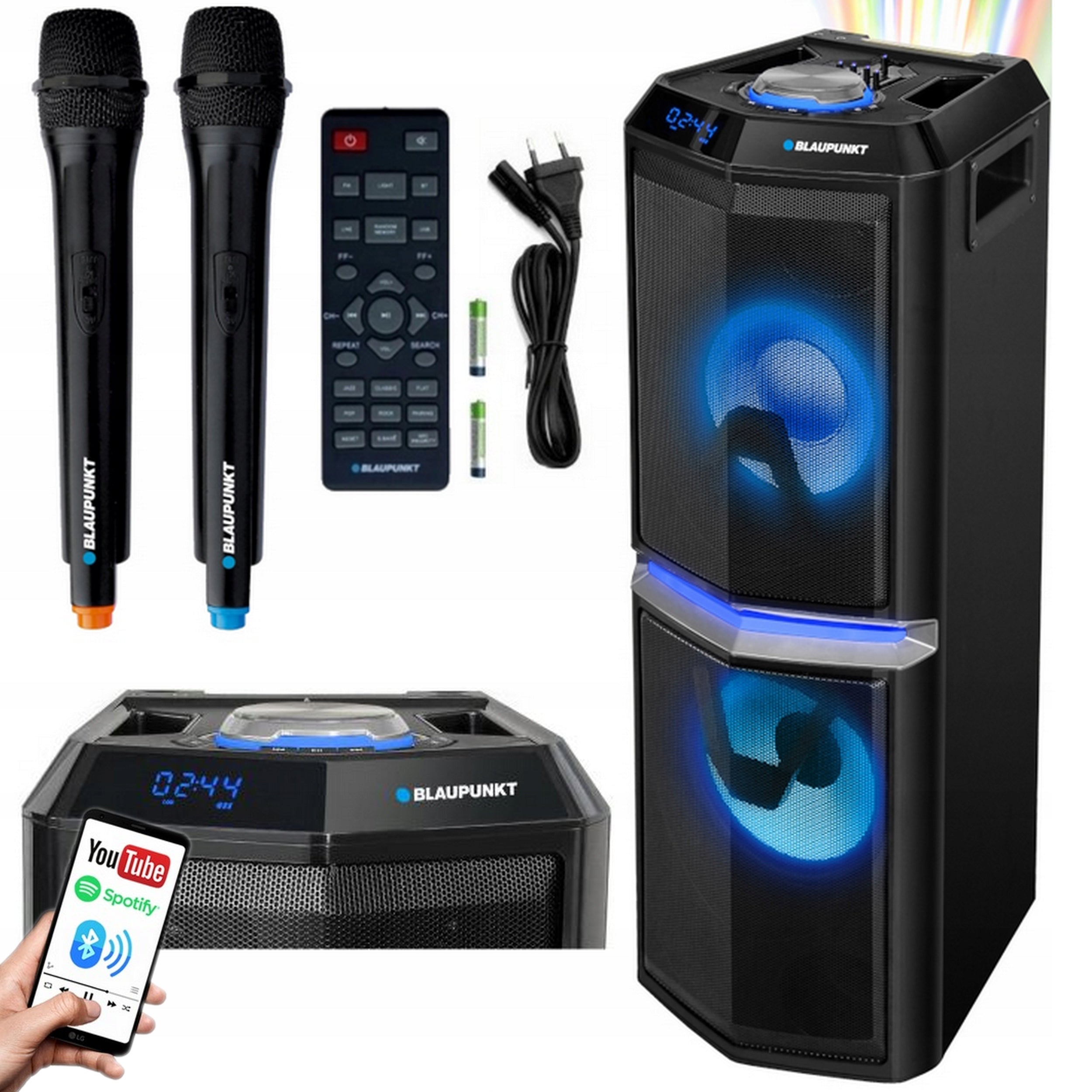 Active Column Blaupunkt PS10DB PartyBox 2x Microphone Remote Control BT USB karaoke