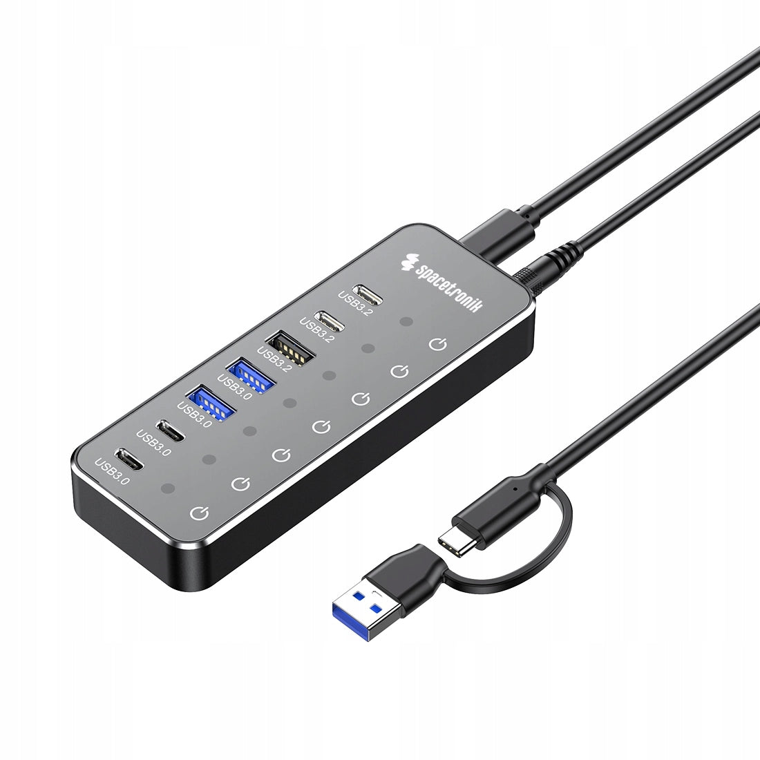 Active USB Hub 7 Ports 3x USB 10Gbps 4x USB 5Gbps Spacetronik +Power Supply