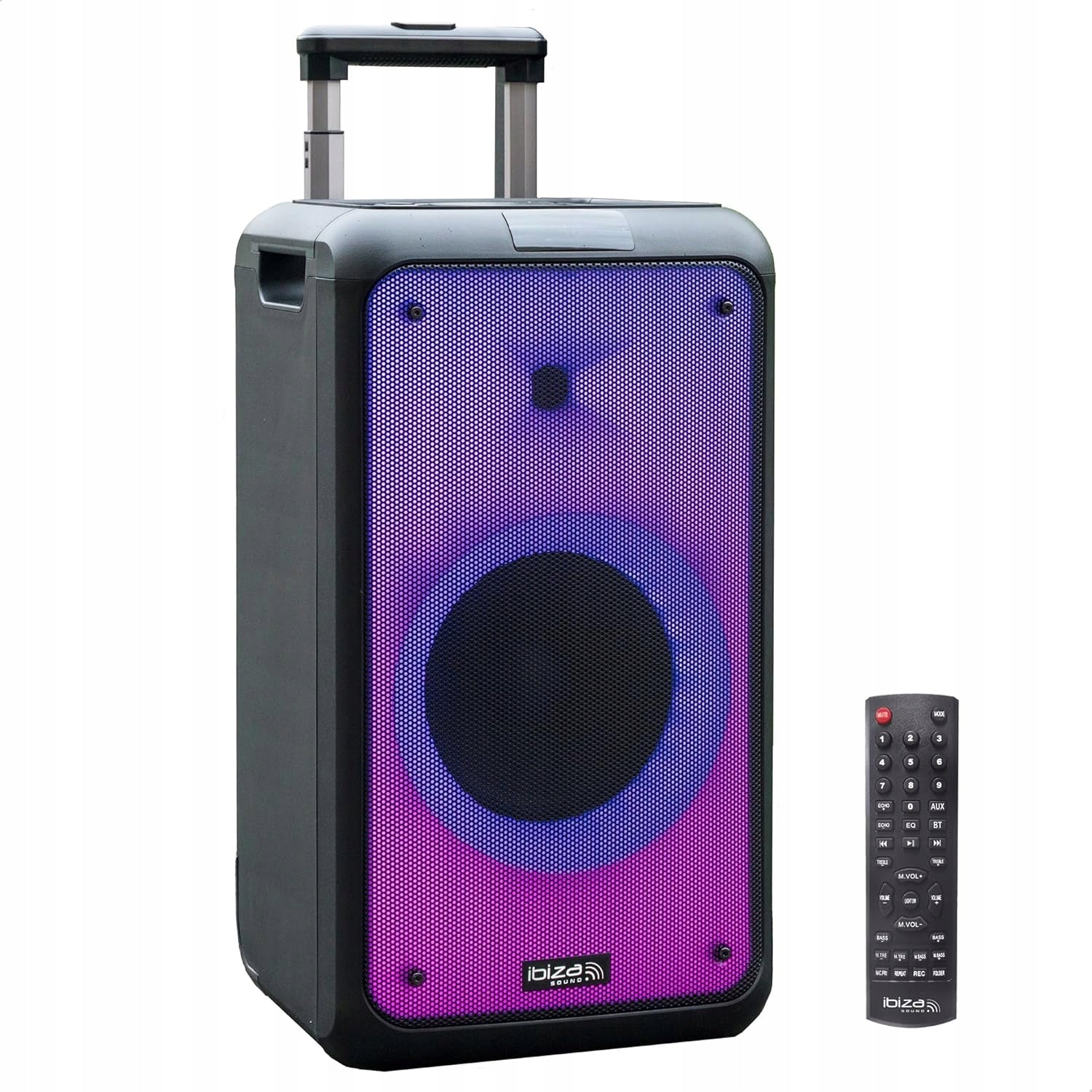 Active speaker Ibiza Street-Wave 400W 8 inches Bluetooth USB LED black