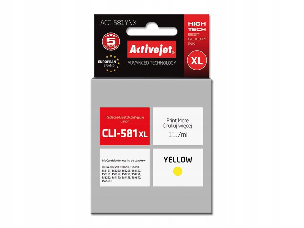 ActiveJet ACC-581YNX ink for Canon CLI-581X yellow (yellow) 11,7 ml