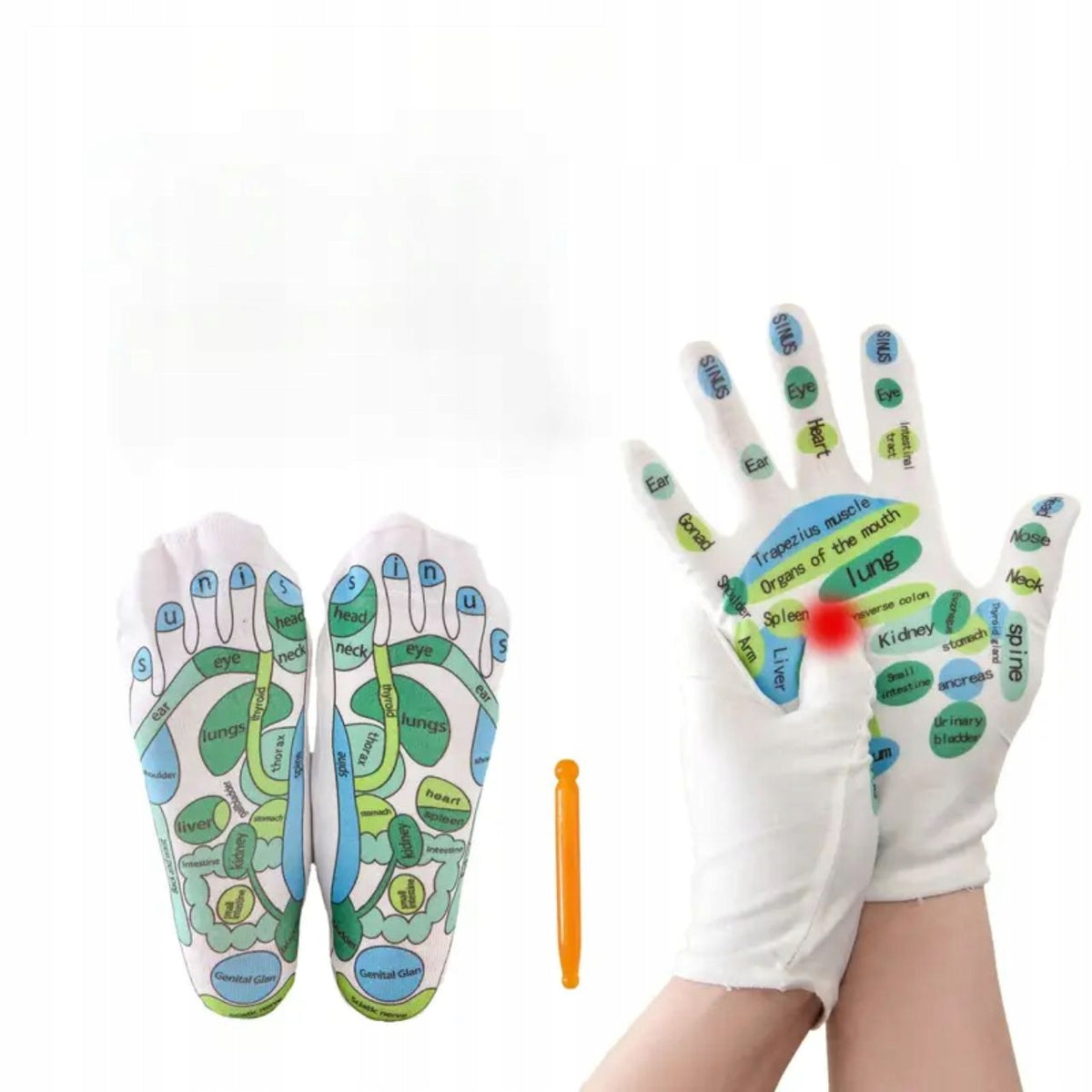 Acupressure Hand and Foot Massage Set Gloves Socks with Stick