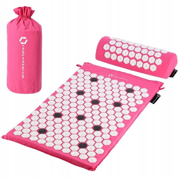 Acupressure set Massage Mat + pillow with spikes pink set HMS Color pink