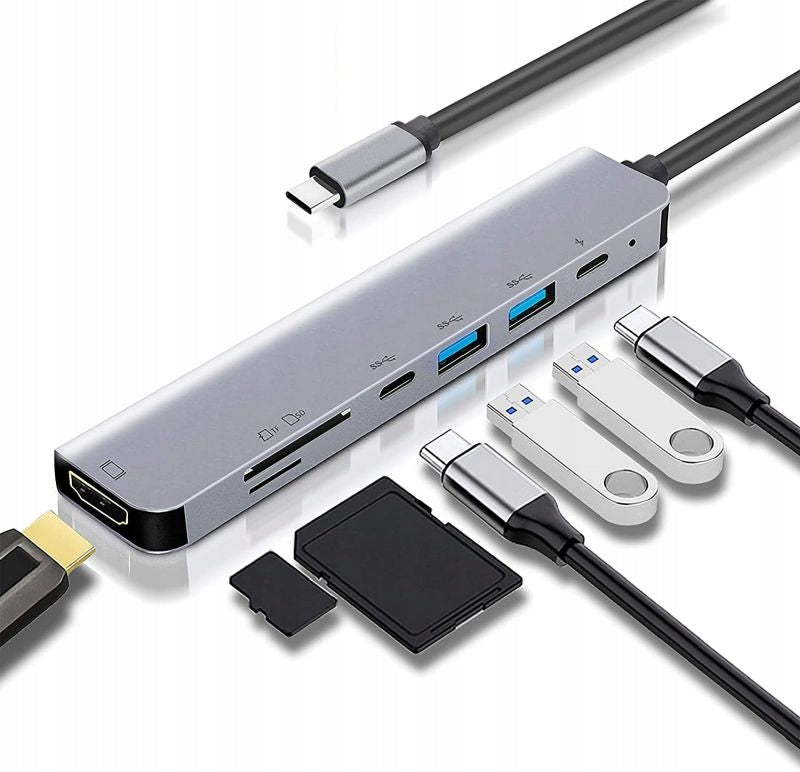 Adapter 7in1 HUB USB-C HDMI 4k PD SD 2x USB 3.0