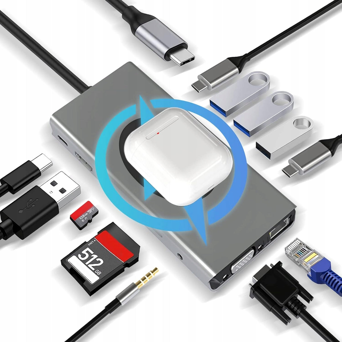 Adapter Docking Station Type C HUB 13IN1 BX13V MacBook