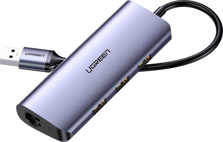 Adapter HUB UGREEN CM252 USB-C - 3 x USB / Ethernet RJ-45 / microUSB gray