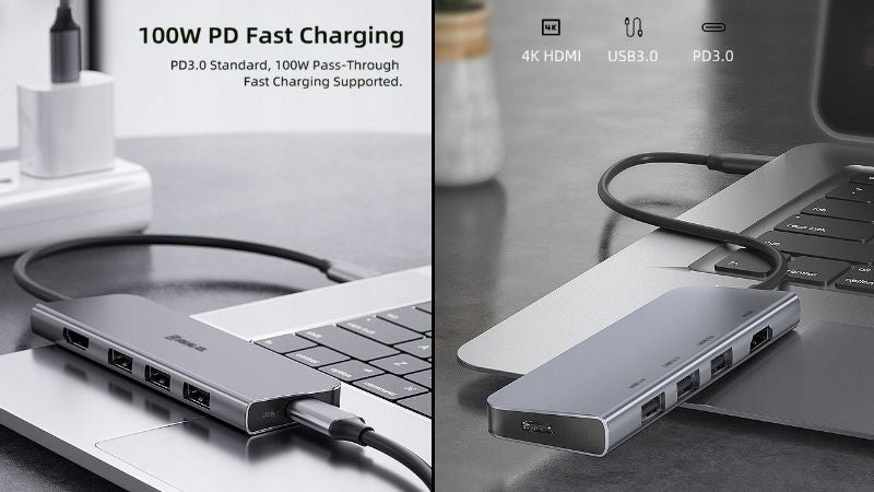 Adapter Hub USB C plug - 3 x USB 3.1/3.0/2.0 + HDMI 4K 60Hz REAL-EL CQ-700 Packaging status original