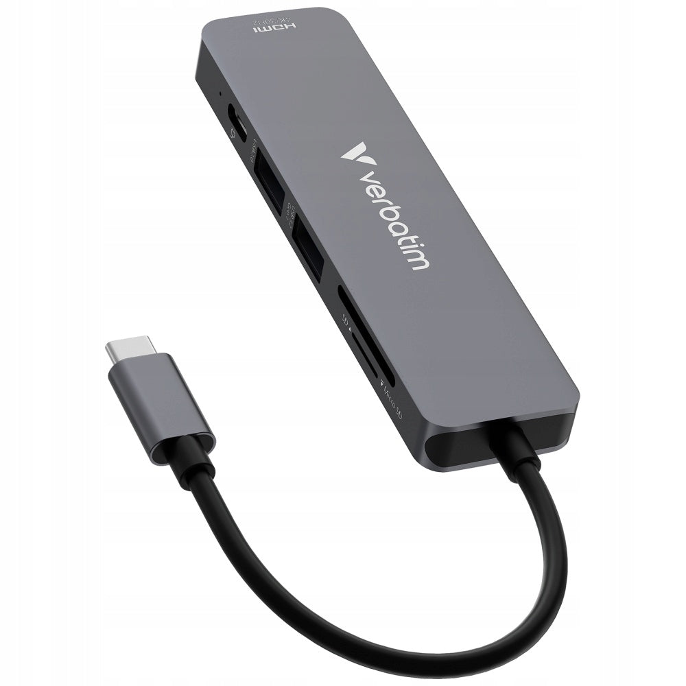 Adapter Hub Verbatim USB-C/HDMI/USB-A/SD/microSD aluminium Packaging status original