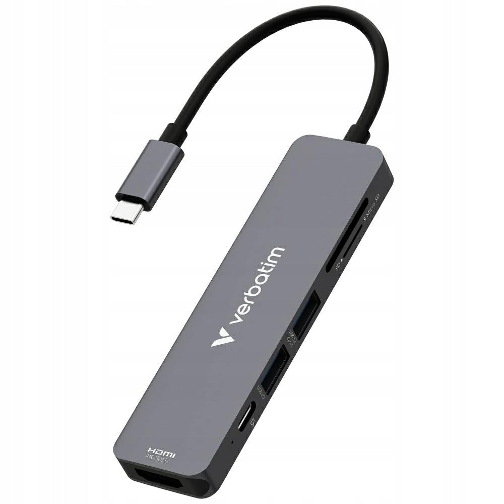 Adapter Hub Verbatim USB-C/HDMI/USB-A/SD/microSD aluminium