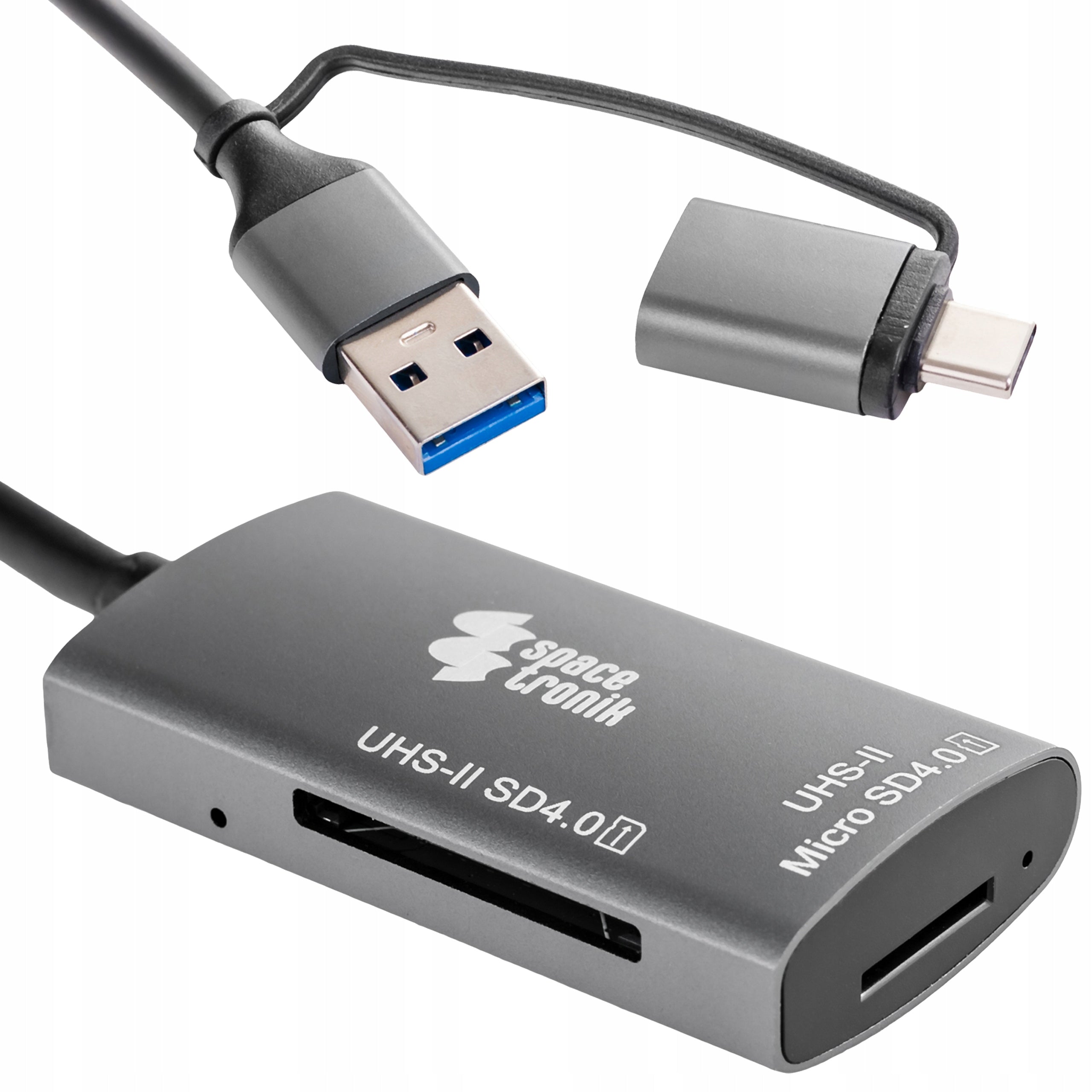 Adapter SD microSD card reader USB-A USB-C Spacetronik Universal Manufacturer code SPU-CR05