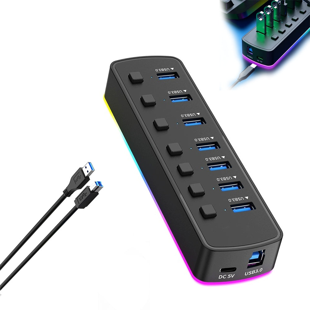Adapter Splitter Hub Station 7in1 USB Strip 3.0 5Gb/s + USB Cable 1m