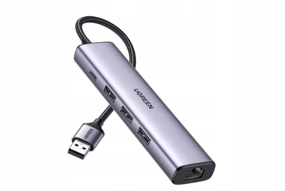 Adapter UGREEN Hub 3 x USB Ethernet grey