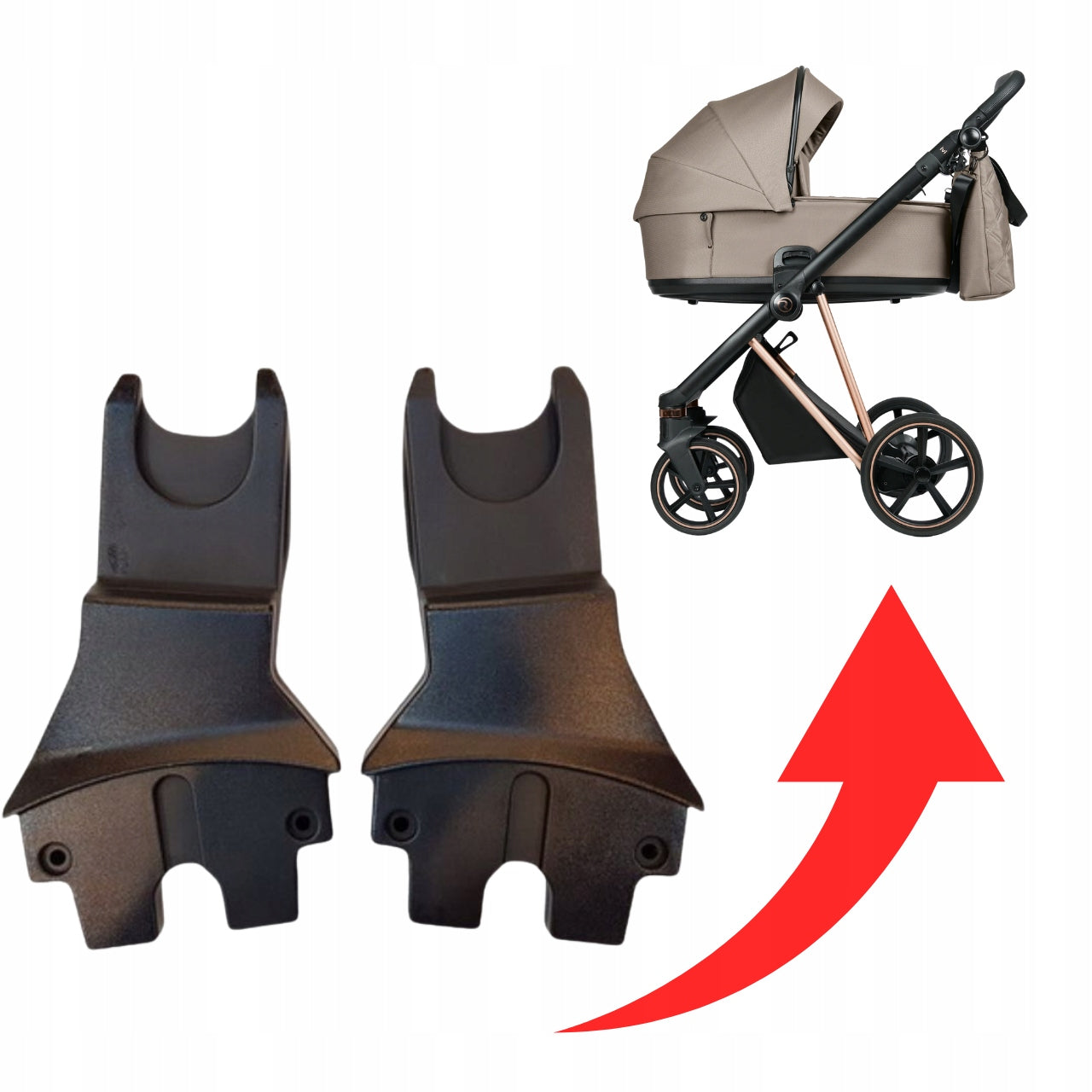 Adapters for Roan BASS NEXT stroller and Maxi Cosi car seats | Cybex | set black Manufacturer code adapt.//xx12/cyb.