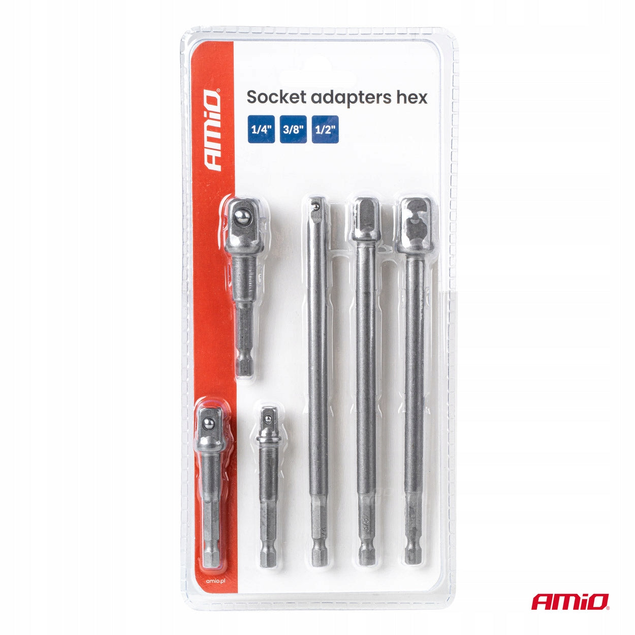 Adapters reduction adapters for HEX sockets 1/4" 3/8" 1/2" AMIO-04781 Product weight with unit packaging 0.31 kg