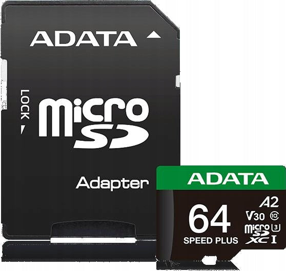 Adata Memory card microSD Speed Plus 64GB UHS1 U3 V30 A2 160/140 MB/s Manufacturer Adata