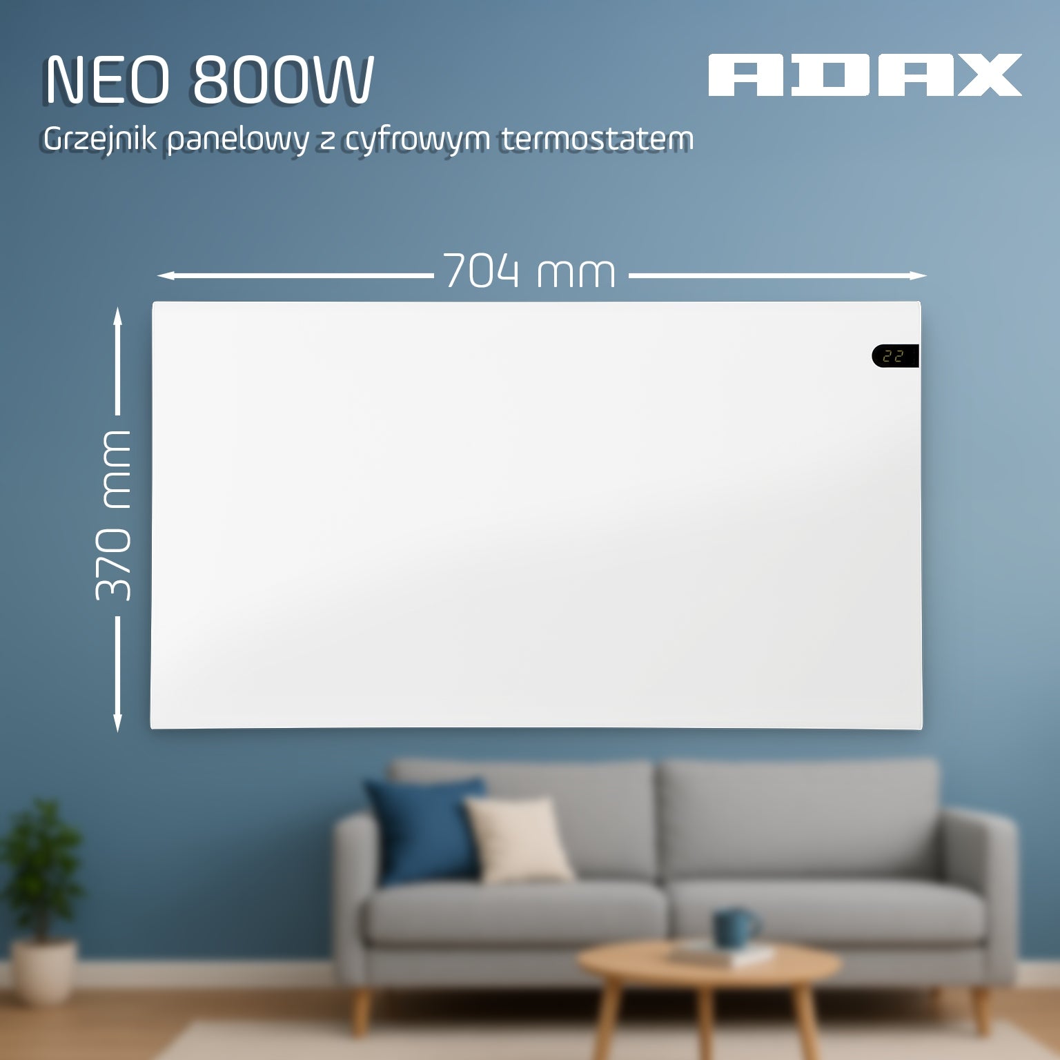 Adax Neo NP - convector, modern electric heating, 800W Packaging status original
