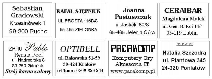 Address Card Labels 35x25 Stickers Barcodes Stickers Printing / 250 Pieces Manufacturer maTias