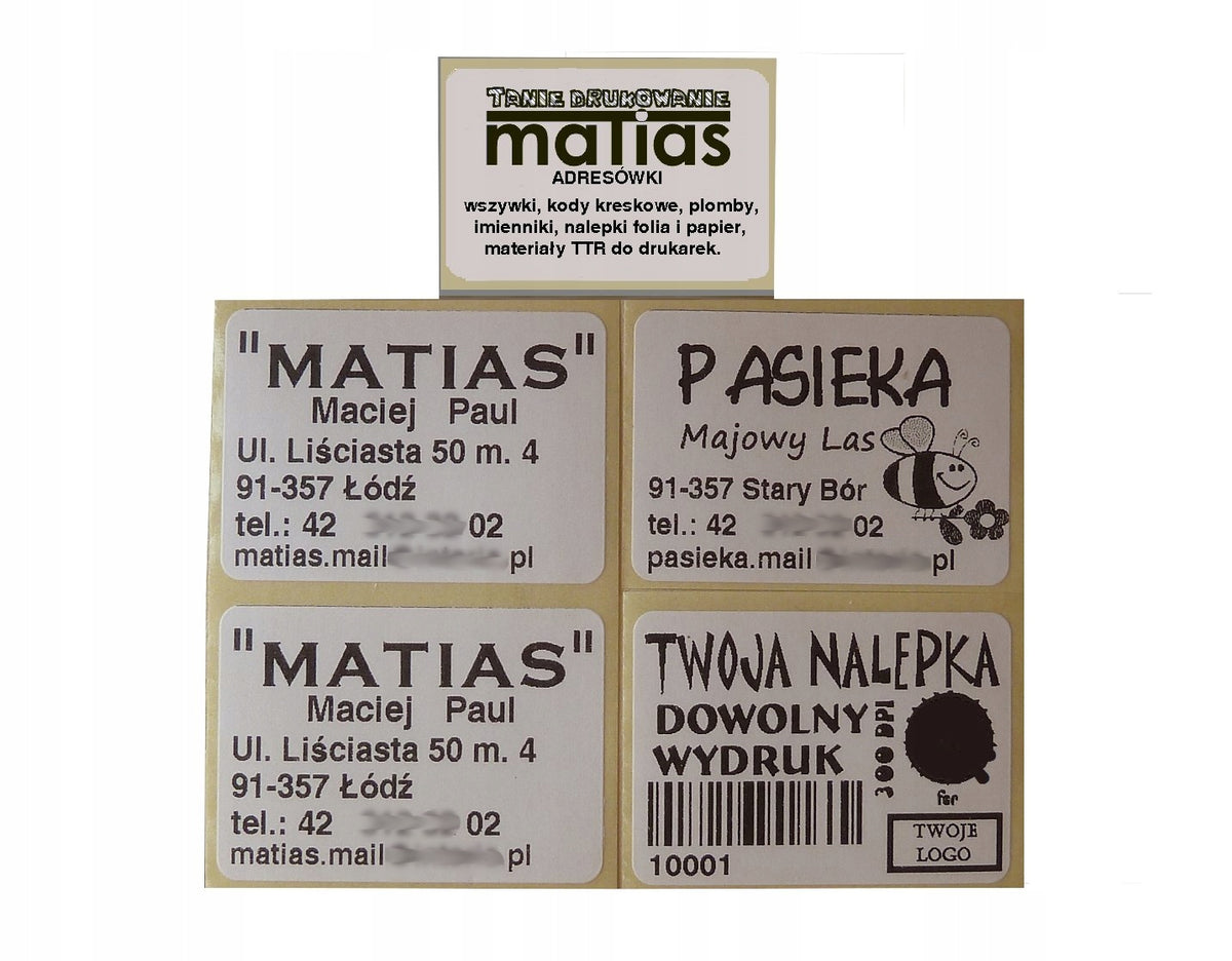 Address Card Labels 35x25 Stickers Barcodes Stickers Printing / 250 Pieces