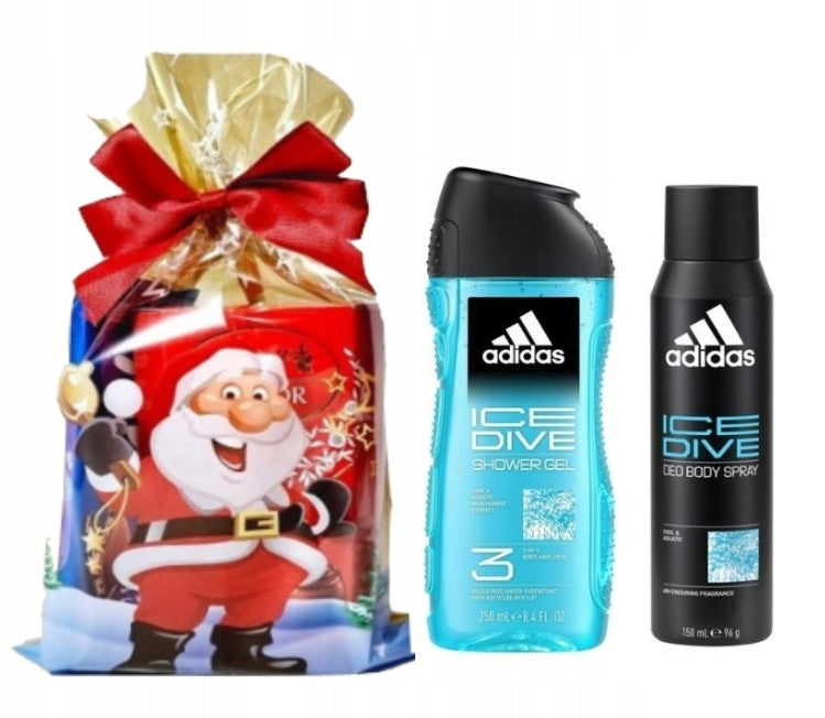 Adidas ICE DIVE cosmetic set gel 3in1 + deodorant for GIFT SANTA CLAUS