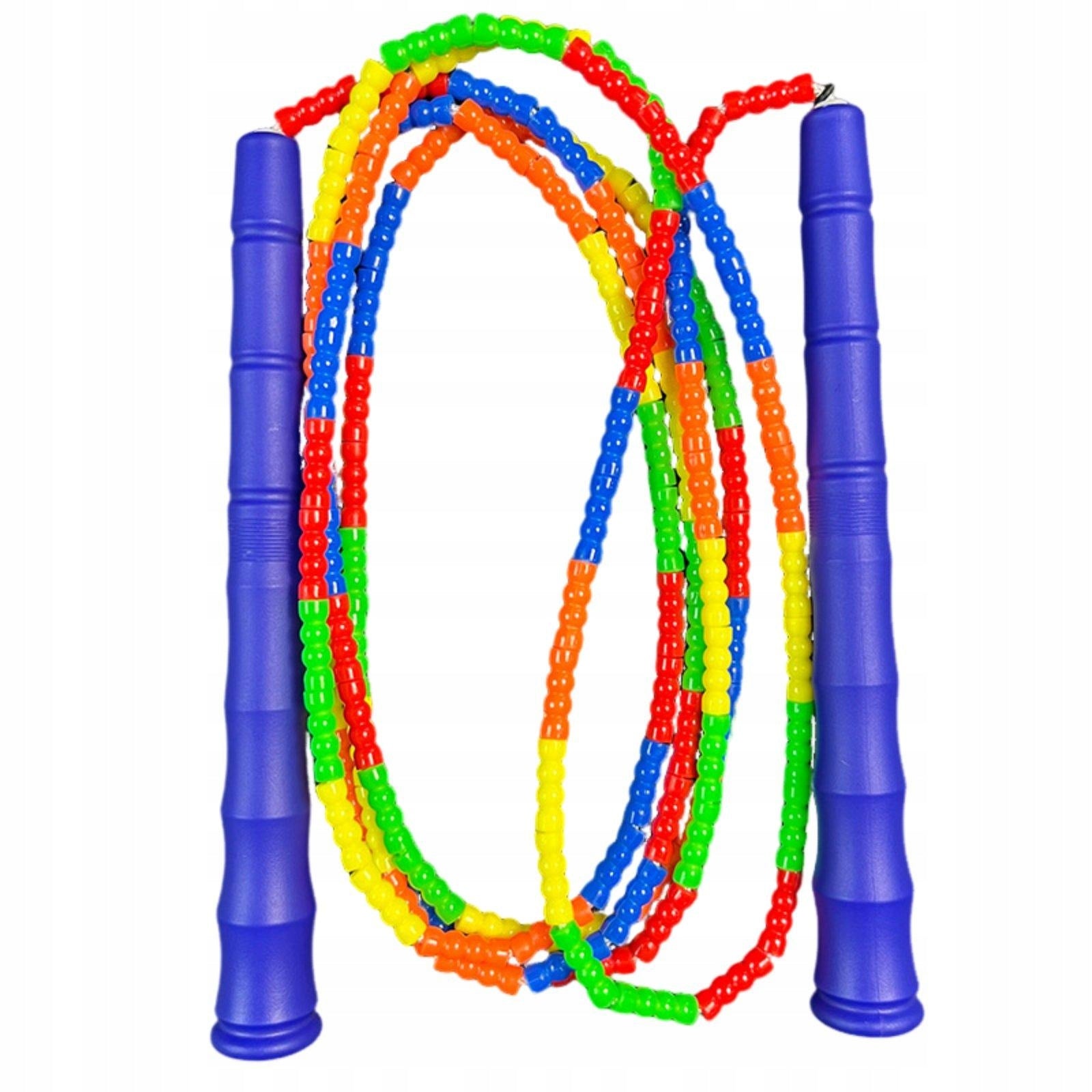 Adjustable Beaded leap Rope, Bamboo Segment, Fitness Skipping Dark Blue