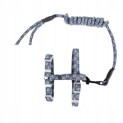 Adjustable Cat Harness and Leash Set Elastic Size M Grey