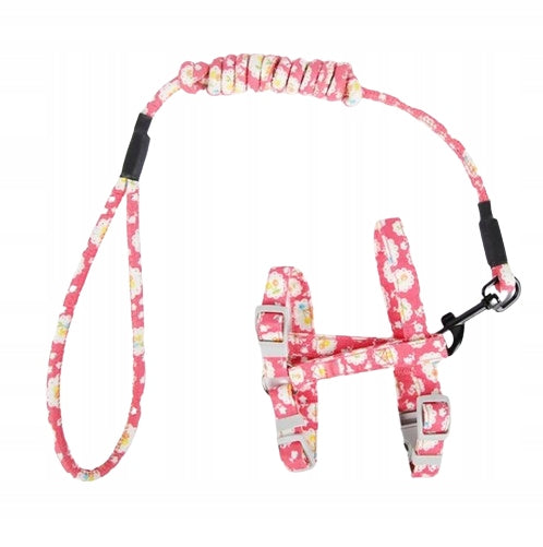 Adjustable Cat Harness and Leash Set Elastic Size S Pink