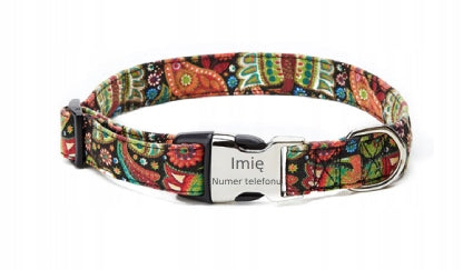 Adjustable Collar with Engraving for Dog YOUR INSCRIPTION! Beautiful Designs 4! Size M