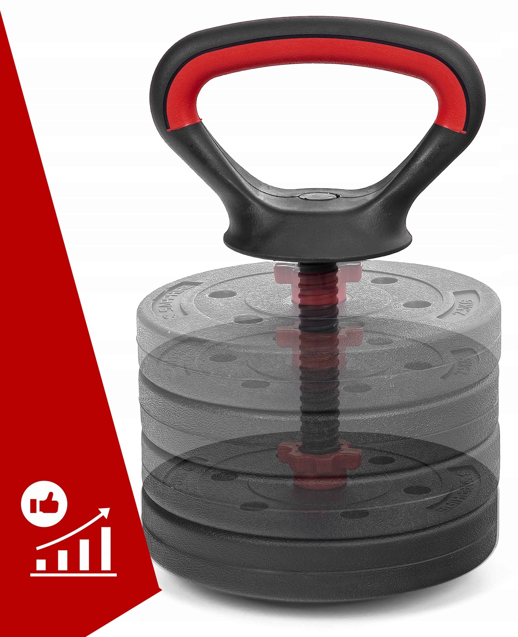 Adjustable DUMBBELLS 2x15KG barbell KETTLEBELL DUMBBELL SET 6in1 GRYFY handles Kind vinyl