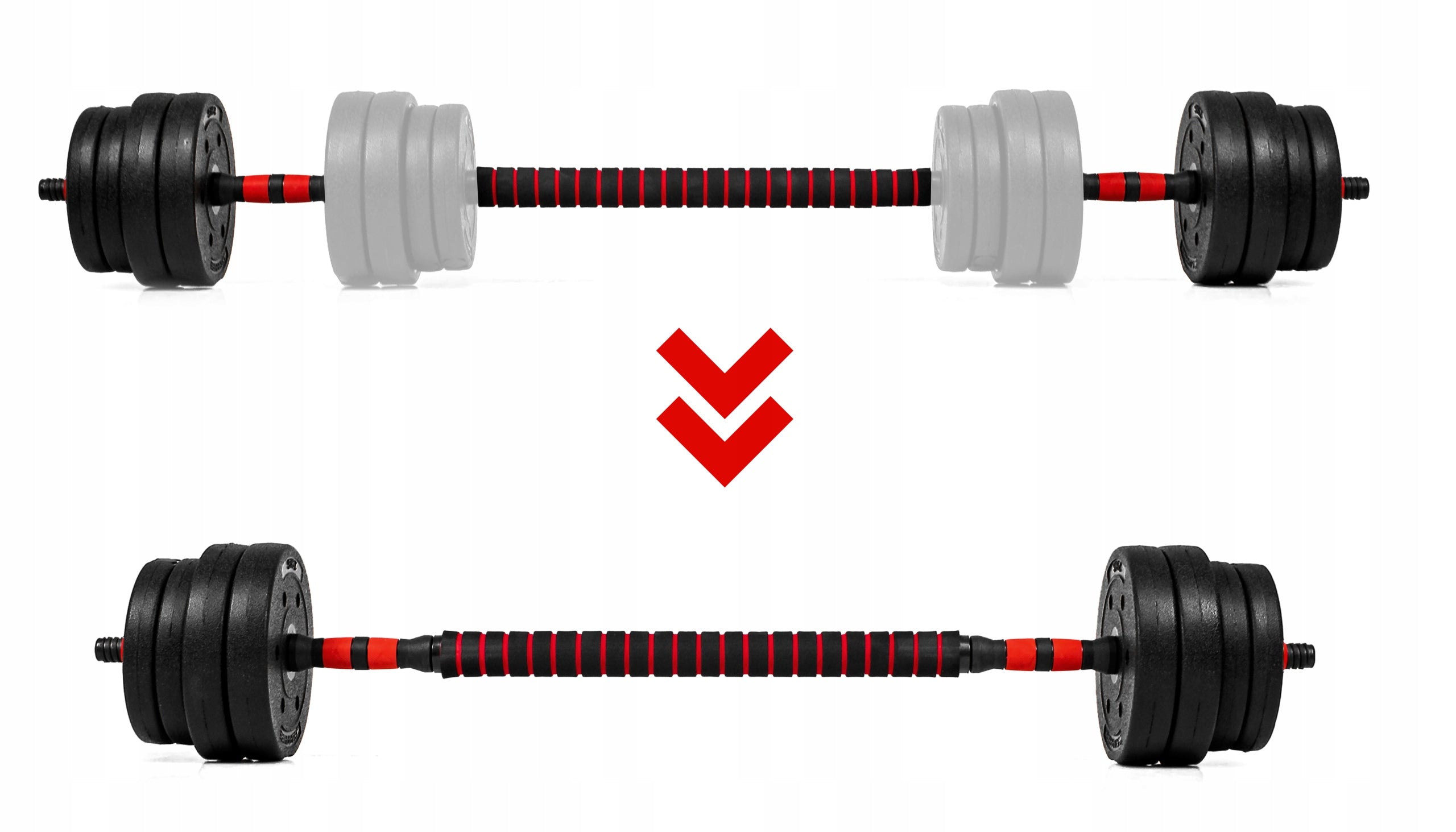 Adjustable DUMBBELLS 2x15KG barbell KETTLEBELL DUMBBELL SET 6in1 GRYFY handles Weight 2x 15 kg