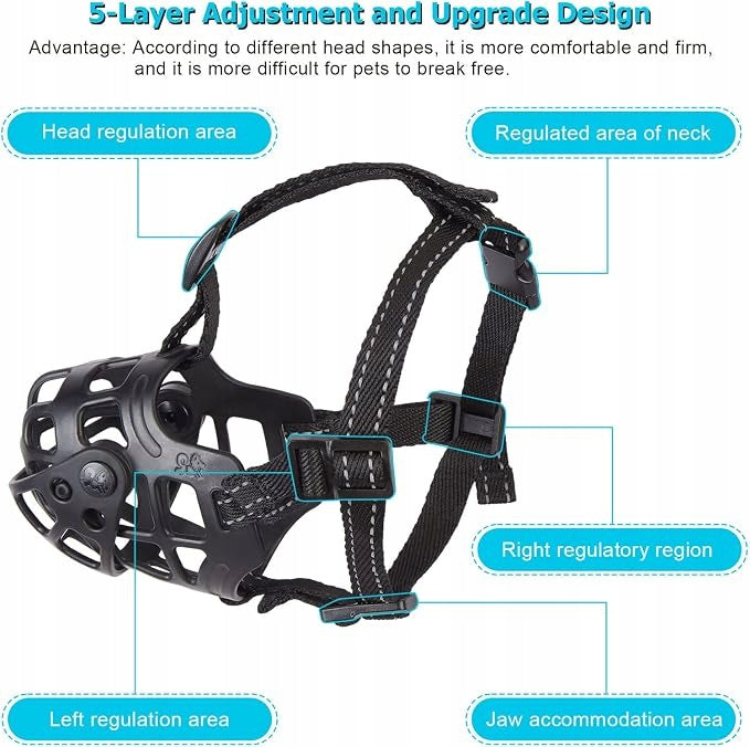 Adjustable Dog muzzle with XL Movable Cover Packaging status original