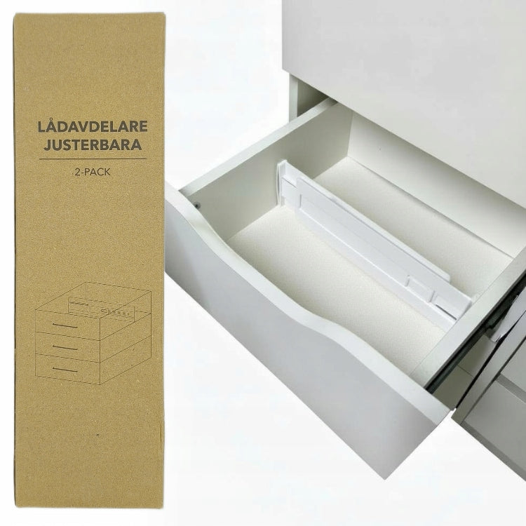 Adjustable Drawer Compartment 2 Pieces Organizer White