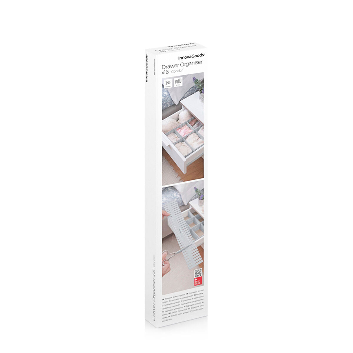 Adjustable Drawer Organizer Condor InnovaGoods 16 pieces Color gray