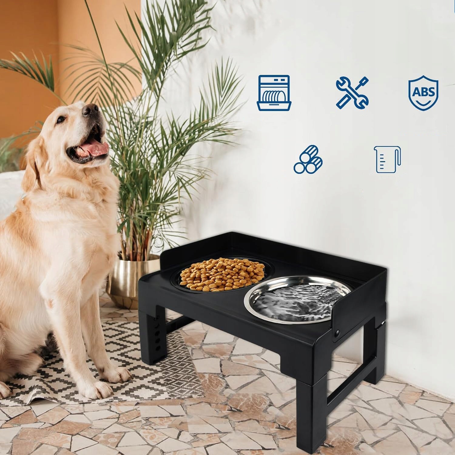 Adjustable Elevated Dog Bowl Stand Product weight with unit packaging 1.26 kg