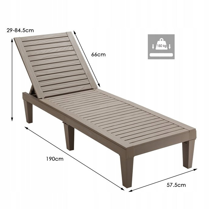 Adjustable Garden Lounger Chaise Lounge Length (longer side) 190 cm