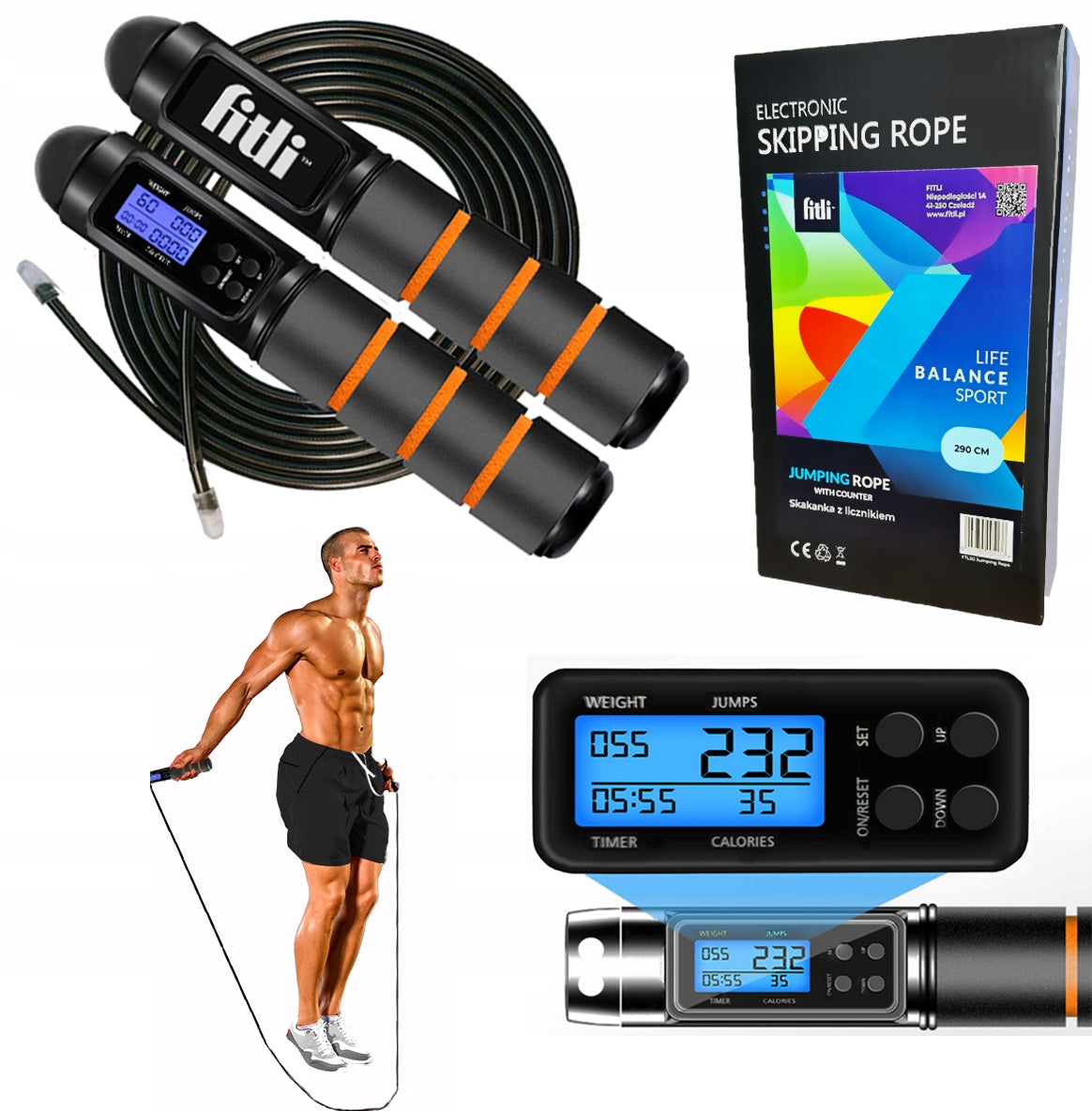 Adjustable Jump Rope with Counter Steel with Cossfit Fitness LCD Bearings